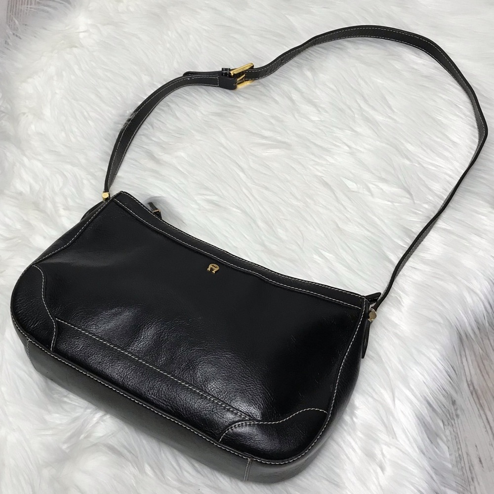 Etienne Aigner Black Leather Shoulder Bag